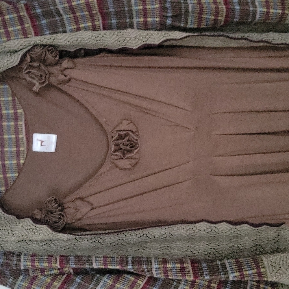 Peruvian Connection Draped Roll Hem Rosette Midi … - image 4